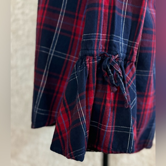 Time and Tru-Red and blue plaid button shirt with bell sleeves, 8-10 - Picture 4 of 6